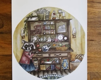 Kitchen Raccoon 8 x 11 Print