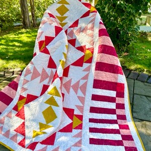 OPEN ROAD  handmade contemporary cotton quilt 62 x 75 finished and ready for you