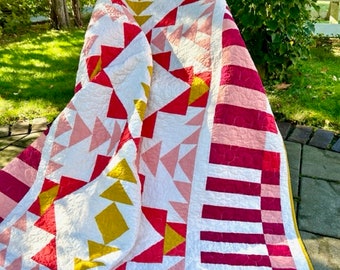 OPEN ROAD  handmade contemporary cotton quilt 62 x 75 finished and ready for you