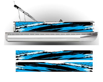 Blue Pontoon Boat Wrap Graphic Decal Kit - Many Sizes and Colors - Full Coverage - DIY Wrapping