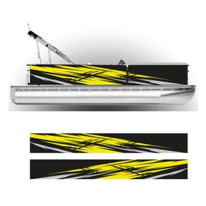 Yellow Pontoon Boat Wrap Graphic Decal Kit - Many Sizes and Colors - Full Coverage - DIY Wrapping