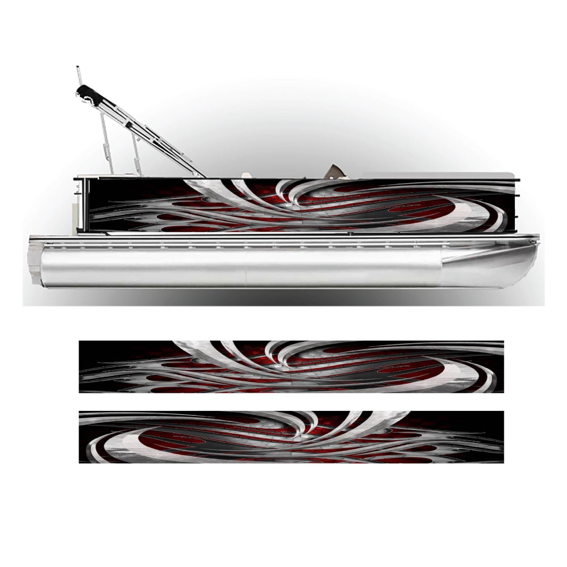 Redfish Rocker Panel Wrap Red Pontoon Boat Wrap Graphic Decal Kit - Many Sizes and Colors - Full ...