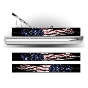 Patriotic Pontoon Boat Wrap American Flag Graphic Decal Kit - Many Sizes and Colors - Full Coverage - DIY Wrapping