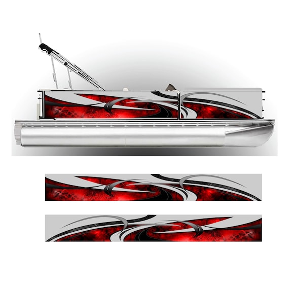 Red Pontoon Boat Wrap Graphic Decal Kit Many Sizes and Colors Full