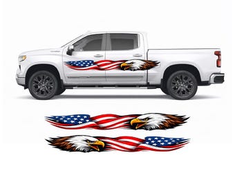 Patriotic American Flag Truck Graphics Auto Graphics Pickup Graphics, Both Sides