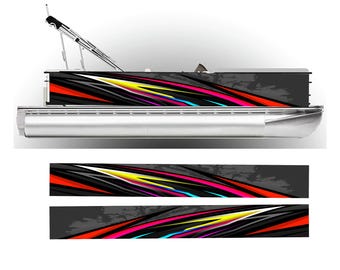 Colorful Pontoon Boat Wrap Graphic Decal Kit - Many Sizes and Colors - Full Coverage - DIY Wrapping