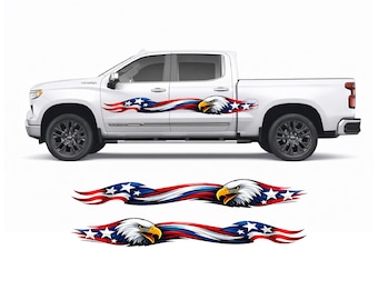Patriotic American Flag Truck Graphics Auto Graphics Pickup Graphics, Both Sides