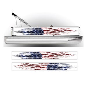 Patriotic Pontoon Boat Wrap American Flag Graphic Decal Kit - Many Sizes and Colors - Full Coverage - DIY Wrapping