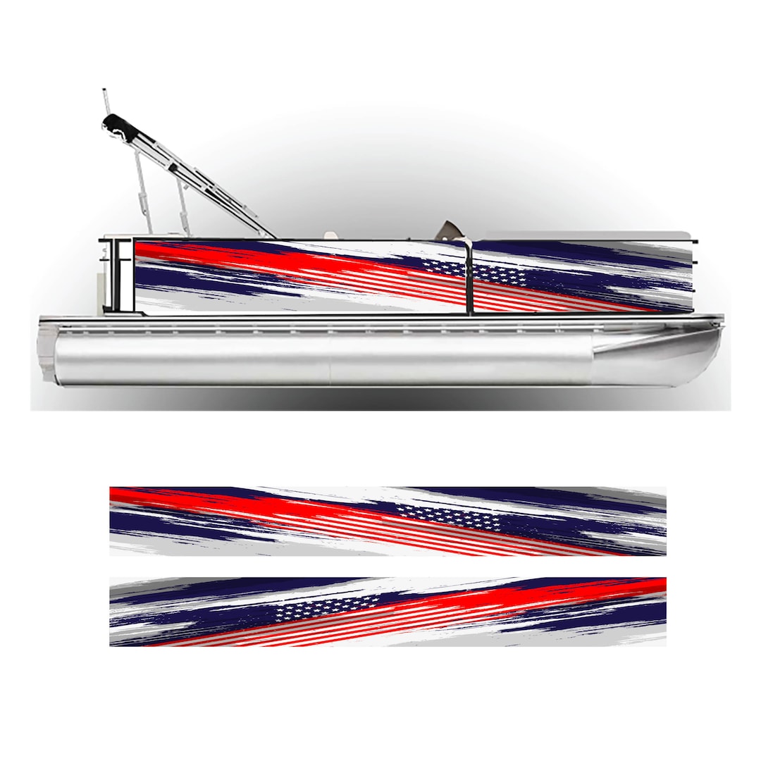 Patriotic Pontoon Boat Wrap American Flag Graphic Decal Kit Many Sizes