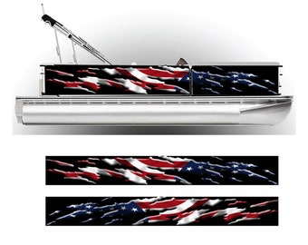 Patriotic Pontoon Boat Wrap American Flag Graphic Decal Kit Many