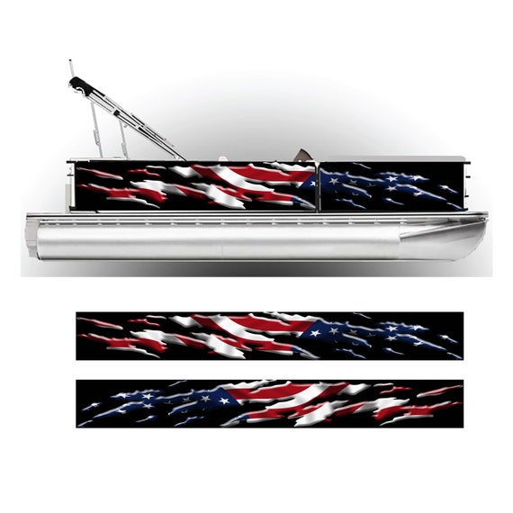 Patriotic Pontoon Boat Wrap American Flag Graphic Decal Kit Many