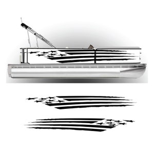 Patriotic American Flag Vinyl Graphics Pontoon Graphics Boat Graphics - Many Color Options - Right & Left Sides