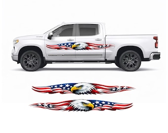 Patriotic American Flag Truck Graphics Auto Graphics Pickup Graphics, Both Sides