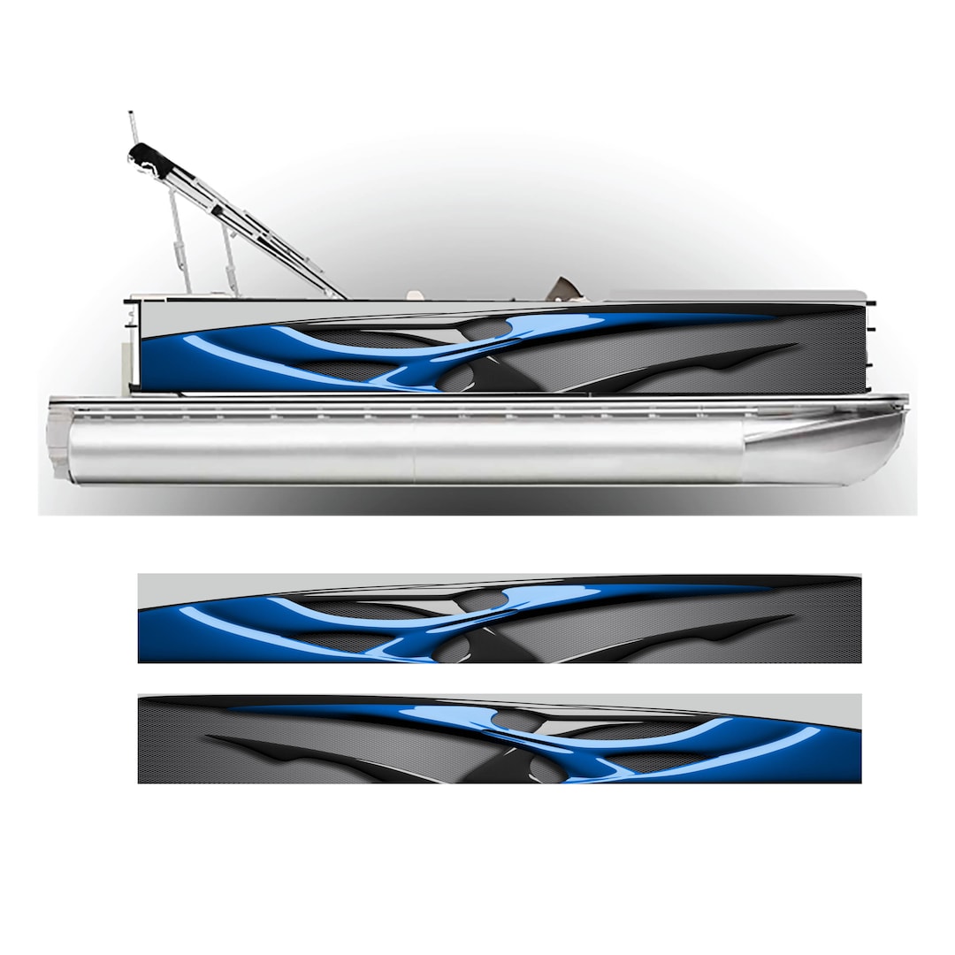 Blue Pontoon Boat Wrap Graphic Decal Kit Many Sizes and Colors Full