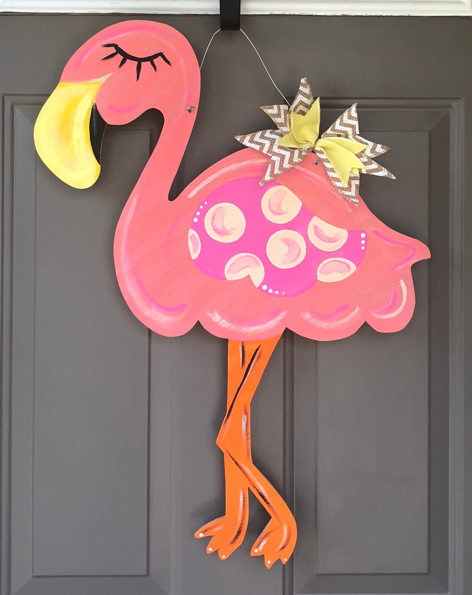 Flamingo Door Hanger Etsy