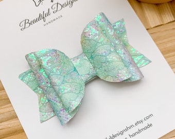 CUSTOM Color Choice Grosgrain Ribbon with Lace Overlay Medium 4 inch Boutique Hair Bow
