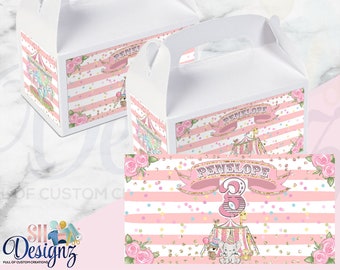 Carnival Pink Gable Boxes - Circus Pink Party - Circus Party - Carnival Birthday Party - Carnival Theme- Circus Birthday Theme