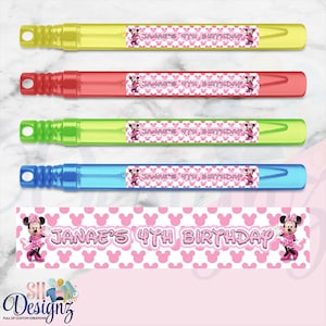 Minnie Mouse Birthday Party Bubble Wands Labels, Minnie and Micky Mouse , minnie mouse party favors Party, minnie mouse party favors