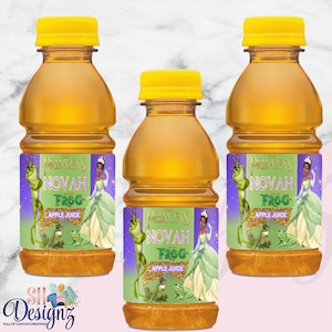 Princess Tiana Birthday Party Juice Labels,  Princess Tiana party Stickers,  Princess and the Frog Birthday Party,  Princess Tiana Labels