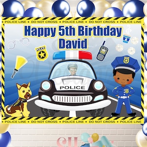 Police Birthday Backdrop Banner- Police Backdrop Banner- Police Banners- Police Sign