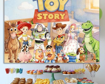 Bannière de toile de fond de fête d'anniversaire Toy Story