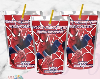 Spiderman Capri Sun Juice Labels-Spiderman Birthday-Spiderman Party-Superhero Juice Label-Spiderman Juice Label-Spiderman Decorations