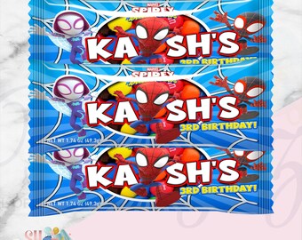 Spidey and His Friends Birthday Party Candies, Spidey Birthday,  Spidey Candy Favors Treats, Spidey Party, Spidey Candies