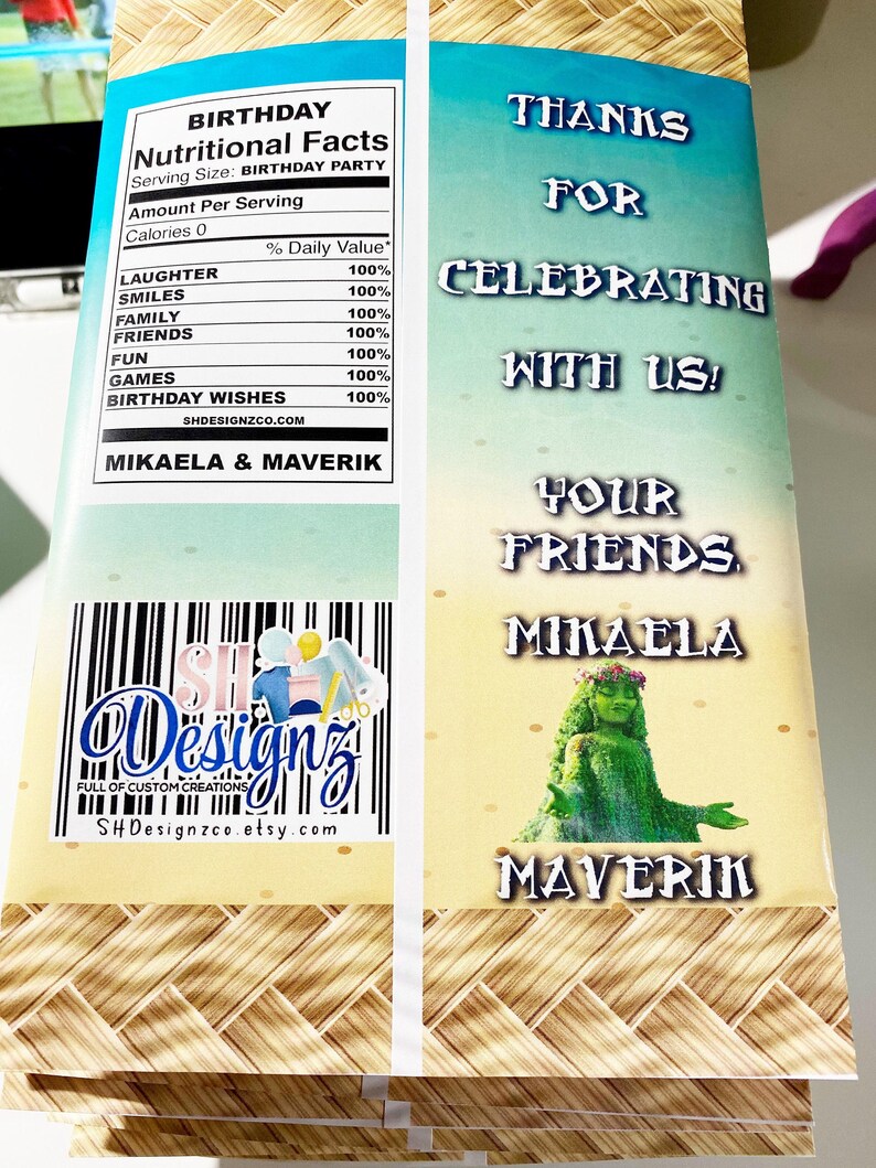 Moana Maui Birthday Party Chip Bags/ Moana Birthday Party, Maui Birthday Party, Moana, Maui image 3