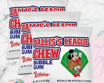 Mickey Baseball Bubble Gum -Mickey Baseball Party - Mickey Baseball Birthday - Baseball Theme- Mickey Baseball Birthday Theme