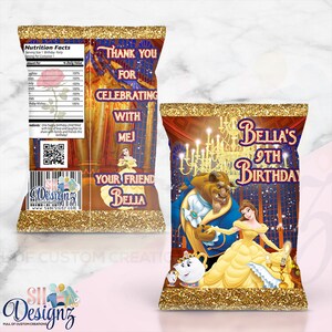 Beauty and the Beast Birthday Party Chip Bags, Beauty and the Beast Party, Beauty and the Beast Birthday,  Beauty and the Beast Birthday