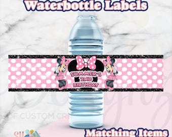 Minnie Mouse Birthday Party Water Labels, Minnie and Mickey Mouse , minnie mouse party favors Party, minnie mouse party favors