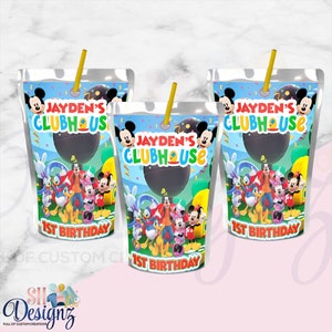 Mickey Mouse Clubhouse  Birthday Party Juice Labels, Minnie and Micky Mouse , Mickey Mouse Birthday Party, Mickey Birthday,