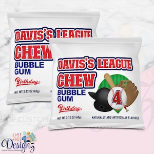 Baseball Bubble Gum - Baseball Party - Baseball Birthday - Baseball Birthday Party - Baseball Theme- Baseball Birthday Theme