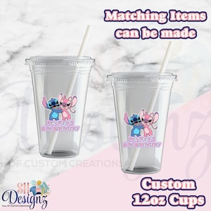 Stitch Birthday Party Cups, Stitch and Angel Birthday Party, Lilo and Stitch Birthday Favors, Stitch and Angel, Cups in sets of 12