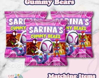 Ghost Spider Gummy Bear Birthday Favors, ( DIGITAL)