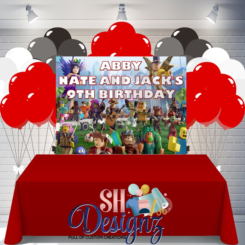 Video Gamer Birthday Party Roblox Birthday Banner Gamer Roblox Birthday Backdrop