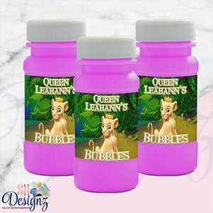 Lion King Nala Bubble Labels- Lion King Nala Birthday Party- Nala Lion King Bubbles- Printed - Digital