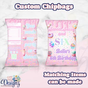 Sweet Sassy Six Birthday Chip Bags,(Digital)