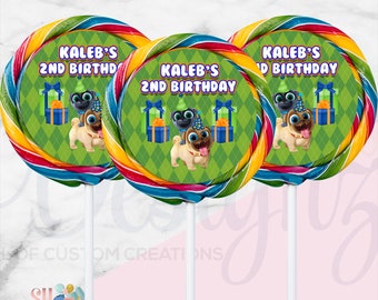 Puppy Dog Pals Birthday Party Theme Candy Labels, Puppy Dog Pals Lollipop Labels, Puppy Dog Pals, Puppy Pals Birthday