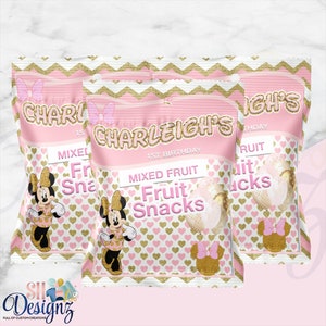 Minnie Mouse Birthday Party Fruit Snacks, Minnie Mouse Birthday Theme, Minnie Mouse Party, Minnie Mouse Favors Decor FS