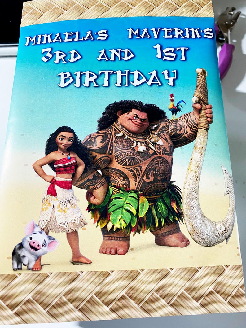 Moana Maui Birthday Party Chip Bags/ Moana Birthday Party, Maui Birthday Party, Moana, Maui image 2