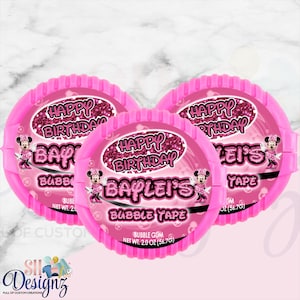 Minnie Mouse Birthday Party Bubble Gum  Labels, Minnie and Micky Mouse , minnie mouse party favors, minnie mouse party favors