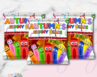 Color Crew Birthday Gummy Bears Wrappers ( Digital)