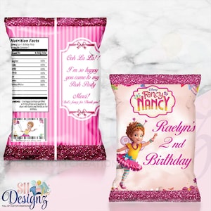 Fancy Nancy Chip bags- Favor bags- fancy nancy- chip bags
