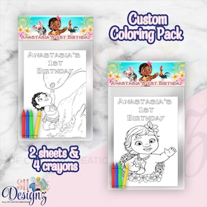 Moana Birthday Party Coloring Packs, Moana Baby Party, Baby Moana Birthday