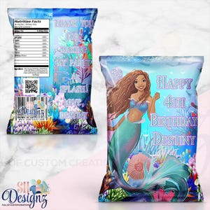 The Little Mermaid Birthday Chip Bags, Live Action Mermaid, Little Mermaid Favors, Little Mermaid, Black Mermaid