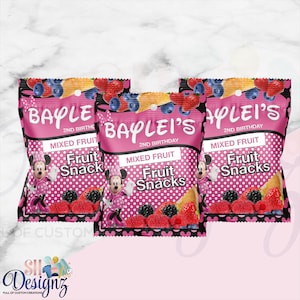 Minnie Mouse Birthday Party Fruit Snacks, Minnie Mouse Birthday Theme, Minnie Mouse Party, Minnie Mouse Favors Decor FS