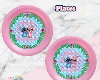 Stitch Birthday Party Plates, Stitch and Angel Birthday Party, Lilo and Stitch Birthday Favors, Stitch and Angel, Stitch Party