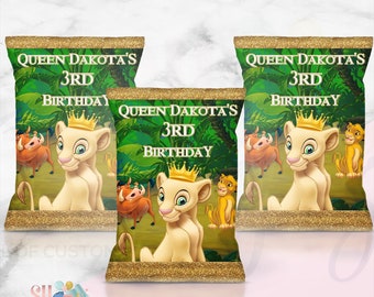 Lion King Nala Inspired Chip Bags, Lion King Party Girls, Lion King Birthday Party for girls,