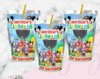 Mickey Mouse Clubhouse  Birthday Party Juice Labels, Minnie and Micky Mouse , Mickey Mouse Birthday Party, Mickey Birthday,